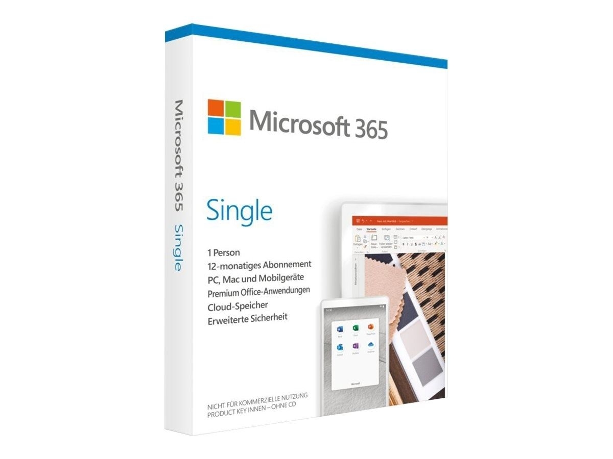 Microsoft 365 Single - Box-Pack (1 Jahr) - 1 Person - ohne Medien, P8 - Win, Mac, Android, iOS - Deutsch - Eurozone