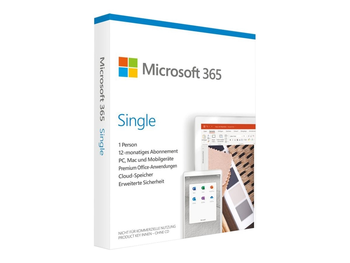 Microsoft 365 Single - Box-Pack (1 Jahr) - 1 Person - ohne Medien, P8 - Win, Mac, Android, iOS - Deutsch - Eurozone